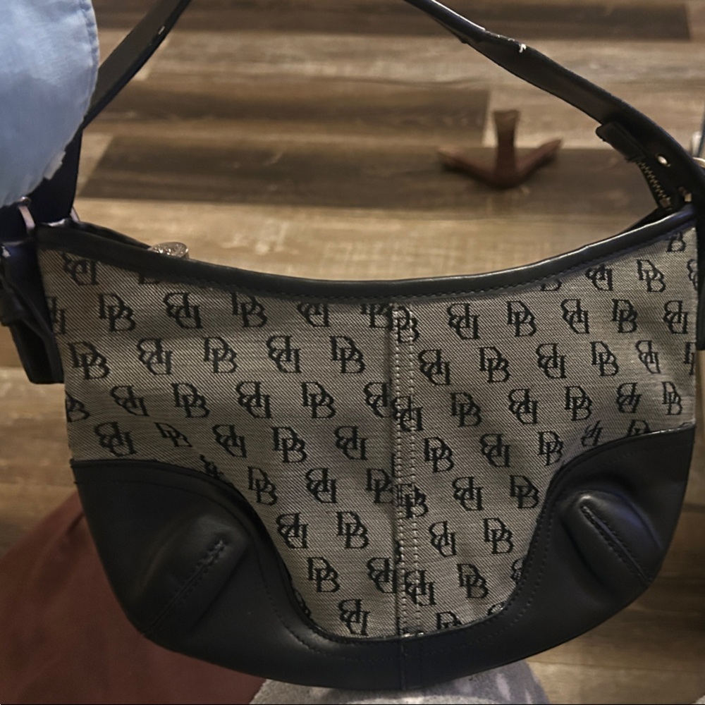 Dooney & Bourke Black and Gray Monogram Shoulder Bag